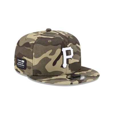 Green Pittsburgh Pirates Hat - New Era MLB Armed Forces Weekend 9FIFTY Snapback Caps USA0681279